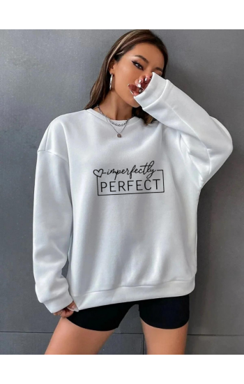 Perfect Baskılı Kadın Sweat Beyaz…