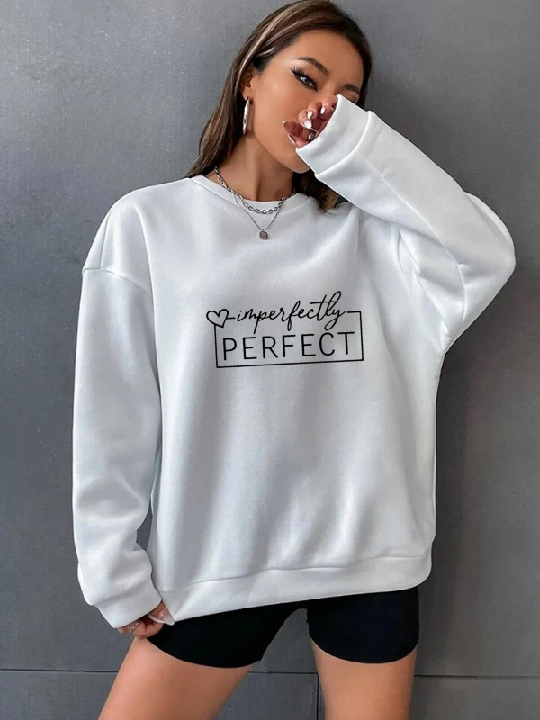 Perfect Baskılı Kadın Sweat Beyaz…