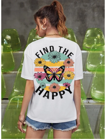 Find The Happy Baskılı Bayan T-shirt