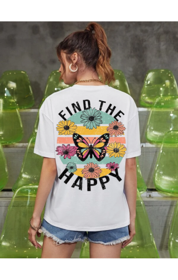 Find The Happy Baskılı Bayan T-shirt…