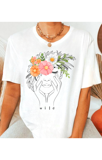 İllüstrasyon Women Silüet Wild Baskılı Kadın Beyaz Tshirt Tişört…