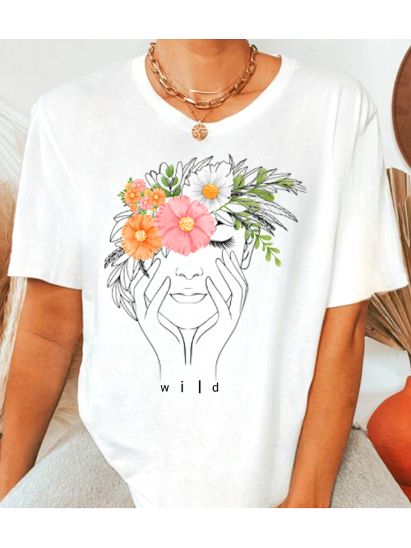 İllüstrasyon Women Silüet Wild Baskılı Kadın Beyaz Tshirt T…