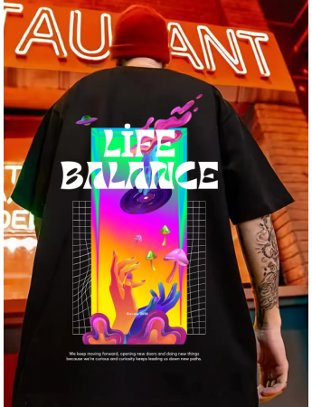 Life Balance Baskılı Erkek Tişört Özel Seri