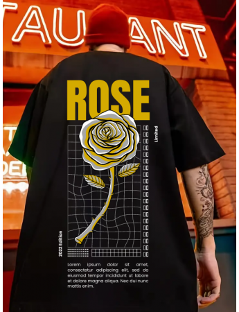 Rose Baskılı Erkek Tişört Özel Seri