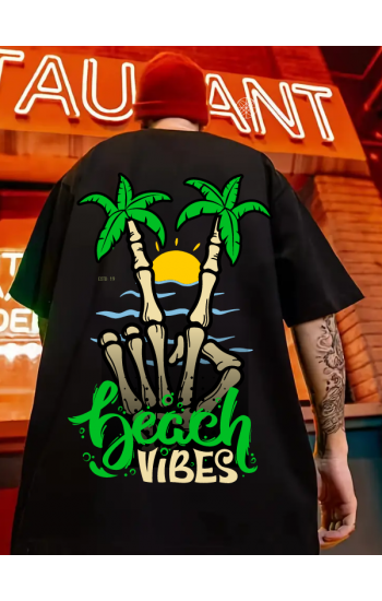 Beach Vibes Baskılı Erkek Tişört Özel Seri…