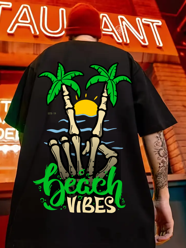 Beach Vibes Baskılı Erkek Tişört Özel Seri…