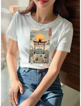 Japon Kadın Beyaz Tshirt