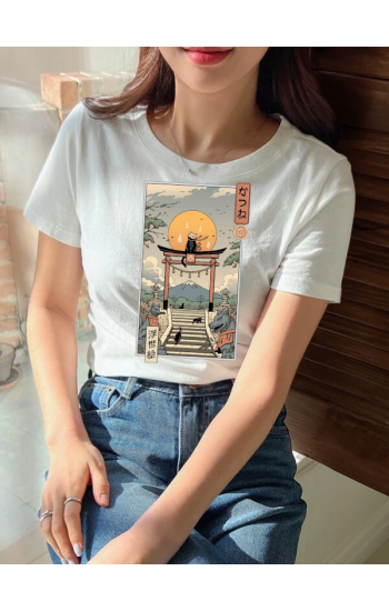 Japon Kadın Beyaz Tshirt…