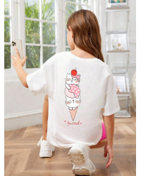 Sevimli Kediler Baskılı Kız Çocuk Tişört-T-shirt ve Şapka Takım
