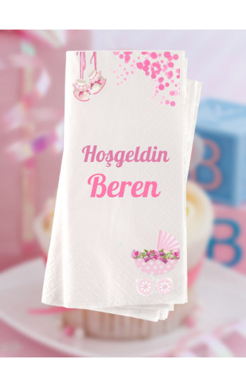 Bebek Doğumu Hoşgeldin Baskılı Konsept Peçete 20 Adet 009…