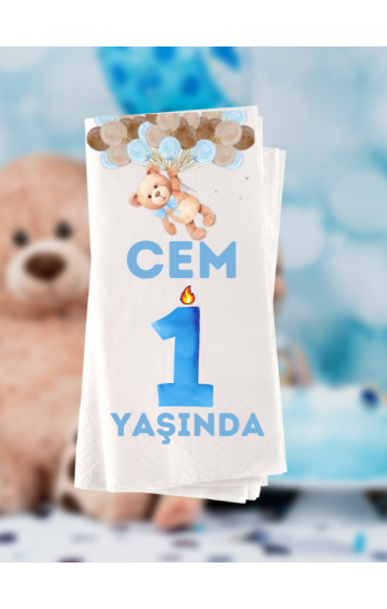 Çocuk Doğum Günü Yaş Baskılı Konsept Peçete 20 Adet 012…