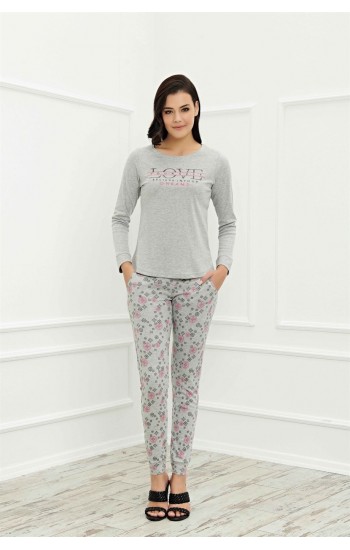 Bella Notte A Kalite Gri Cotton Pijama Takımı 30150…