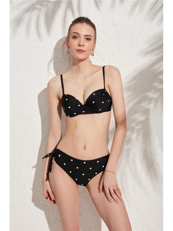 Bella Notte Dolgulu Siyah Puanlı Bikini Takım N45T