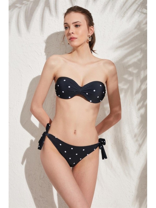 Bella Notte Dolgulu Siyah Puanlı Bikini Takım N47T