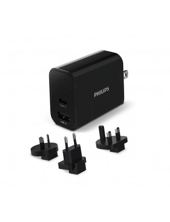 Philips DLP2621T 30W USB-A + Type-C Şarj Adaptörü Siyah