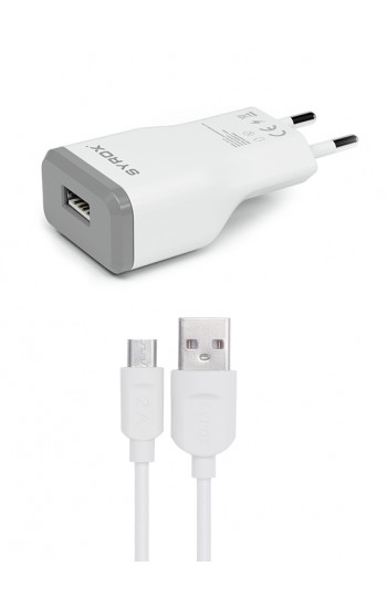 Syrox J15 Şarj Aleti ve Micro USB Kablo Set 2.0A Beyaz…