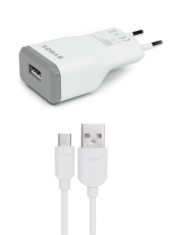 Syrox J15 Şarj Aleti ve Micro USB Kablo Set 2.0A Beyaz…