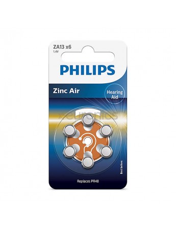 Philips ZA13 x6 PR48 İşitme Cihazı 1.4V Pil 6lı Paket 13 Numara