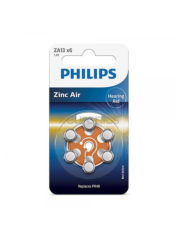 Philips ZA13 x6 PR48 İşitme Cihazı 1.4V Pil 6lı Paket 13 Numa…