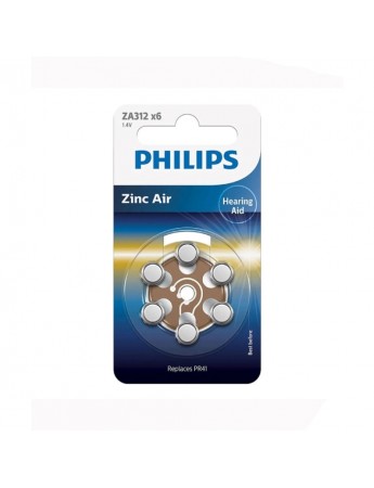 Philips ZA312 x6 PR41 İşitme Cihazı 1.4V Pil 6lı Paket 12 Numara