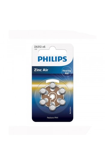 Philips ZA312 x6 PR41 İşitme Cihazı 1.4V Pil 6lı Paket 12 Numara…