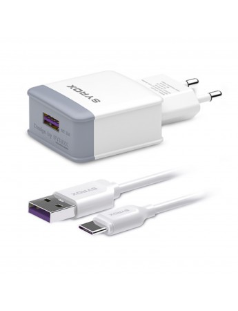 Syrox J48 Hızlı Şarj Type-C USB-C Kablolu Duvar Şarj Aleti 2.6A Beyaz