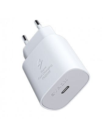 Syrox PD25B 25W PD 3A Type-C Çıkışlı Şarj Adaptörü (Başlık) Beyaz