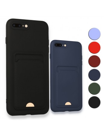 FitCase iPhone 7 Plus / 8 Plus Cardy Soft Delikli Kartlık Cepli Silikon Kapak