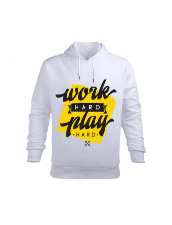 Work hard play baskılı erkek sweat