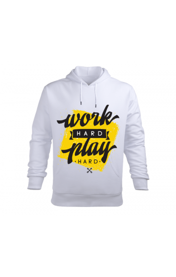 Work hard play baskılı erkek sweat…