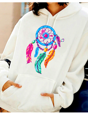 Kuş tüyü baskılı kadın sweatshirt