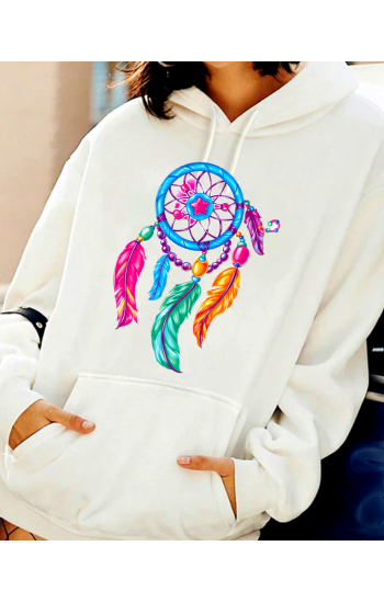 Kuş tüyü baskılı kadın sweatshirt…