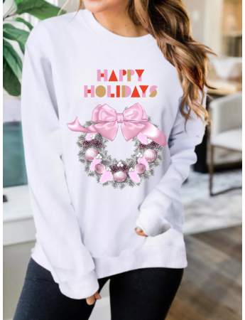 Happy Holidays Baskılı Kadın Sweatshirt 01