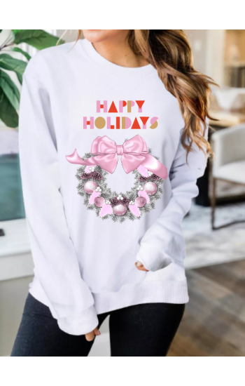 Happy Holidays Baskılı Kadın Sweatshirt 01…