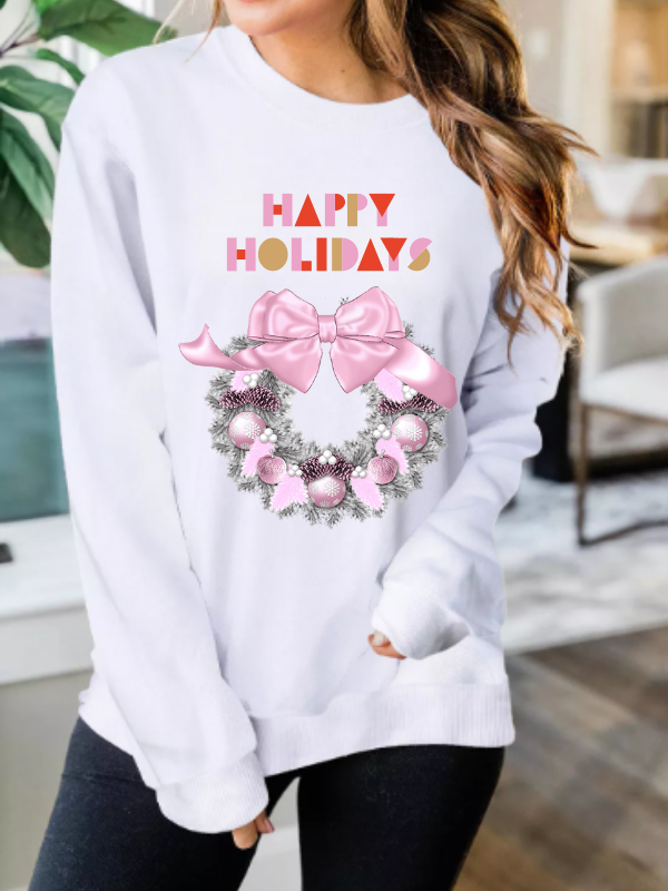 Happy Holidays Baskılı Kadın Sweatshirt 01…