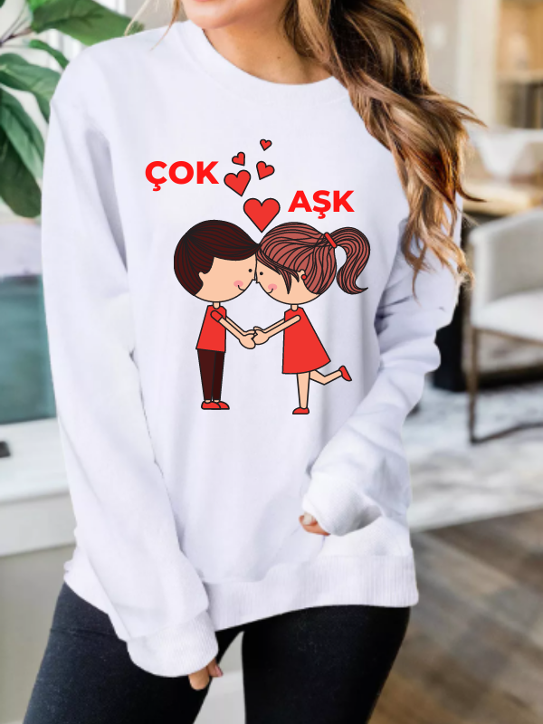 Çok Aşk Baskılı Kadın Sweatshirt 01…