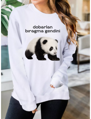 Ayıcık  Baskılı Kadın Sweatshirt