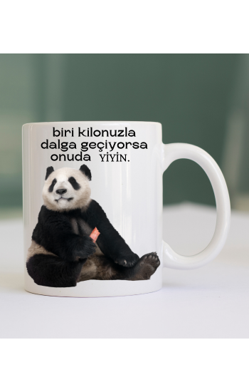 Panda Baskılı Komik Yazılı Kupa03…