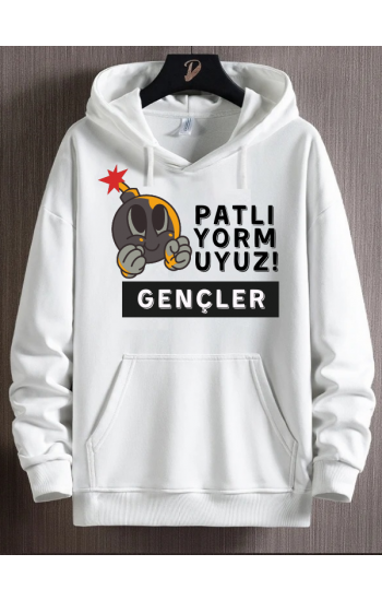 Patlıyormuyuz gençler baskılı erkek sweat…