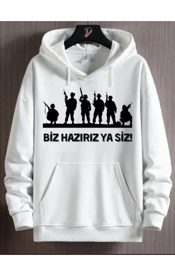 Biz hazırız ya siz baskılı erkek sweat…