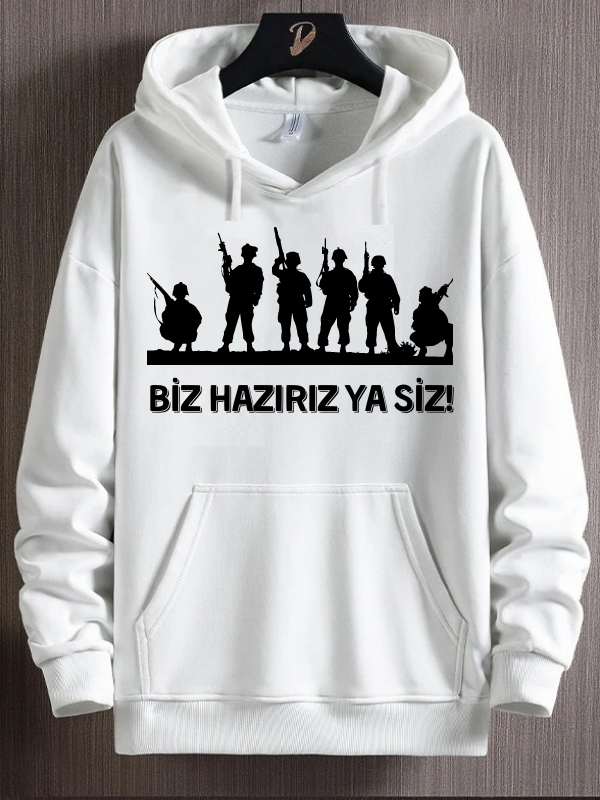 Biz hazırız ya siz baskılı erkek sweat…