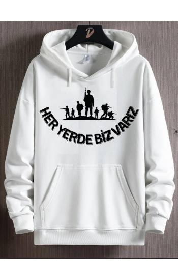 Her yerde biz varız baskılı erkek sweat…