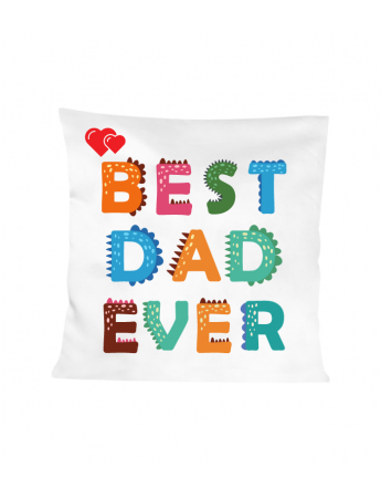 Kişiye Özel Best Dad Ever Yazı Baskılı  Beyaz Kırlent Yastık Kılıfı 32