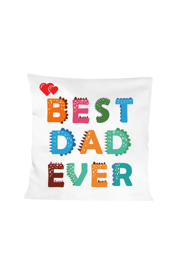 Kişiye Özel Best Dad Ever Yazı Baskılı  Beyaz Kırlent Yastık Kılı…