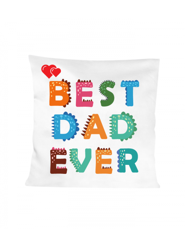 Kişiye Özel Best Dad Ever Yazı Baskılı  Beyaz Kırlent Yast…