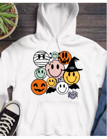 Hallaween ve emoji baskılı kadın sweat  HN COLLECTION