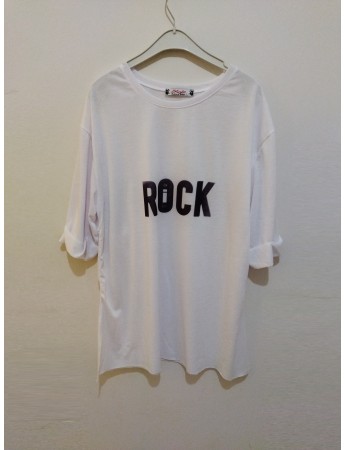 Rock  baskılı kadın t-shirt