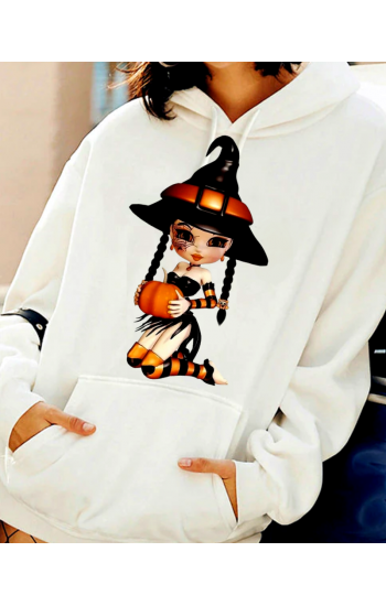 Cadı Halloween baskılı kadın sweat…