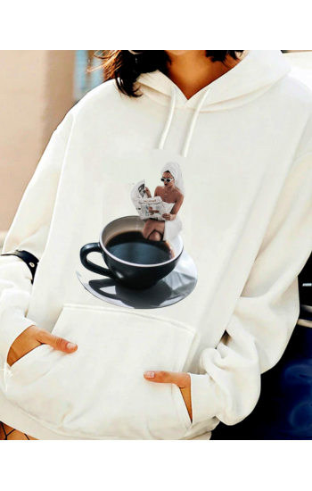 Kahve Temalı Baskılı Kadın Sweatshirt…