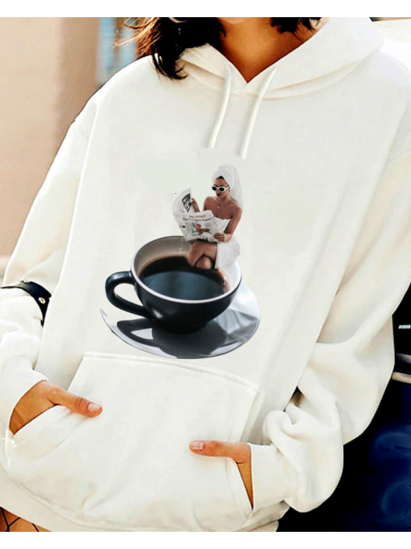 Kahve Temalı Baskılı Kadın Sweatshirt…